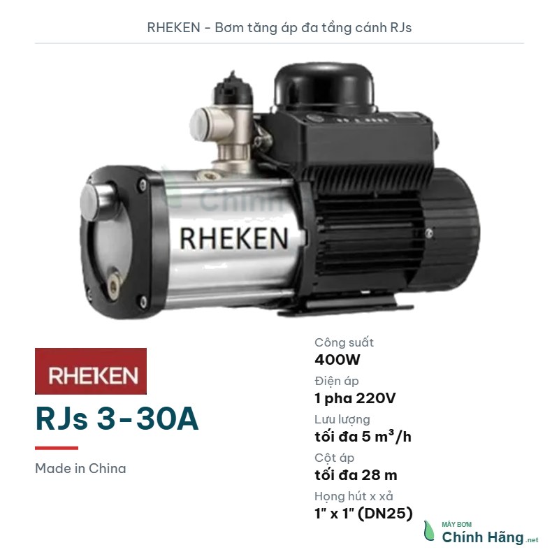Máy bơm tăng áp đa tầng cánh Rheken RJs 3-30A (400W)