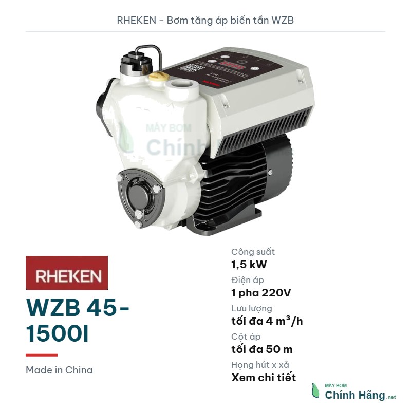 Máy bơm tăng áp biến tần Rheken WZB 45-1500I (1500W)