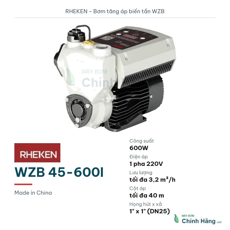 Máy bơm tăng áp biến tần Rheken WZB 45-600I (600W)