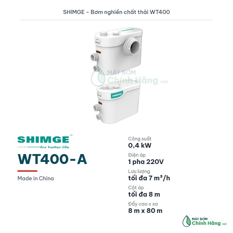 Máy bơm nghiền chất thải Shimge WT400-A (400W)