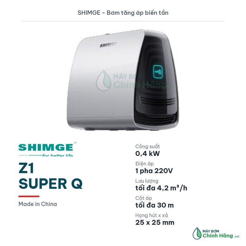 Máy bơm tăng áp biến tần Shimge Z1 Super Q (400W)