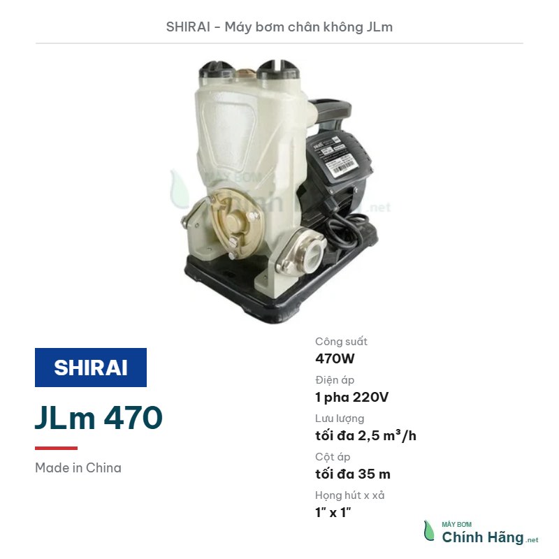 Máy bơm chân không Shirai JLm 470 (470W)