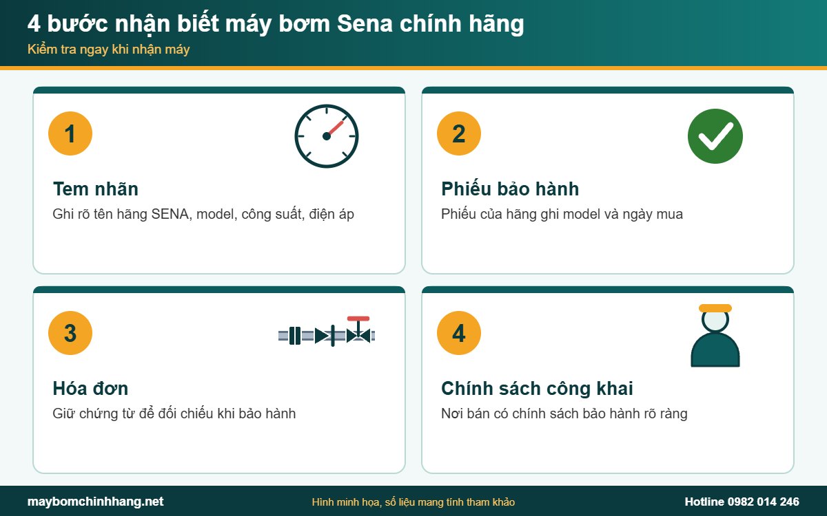 Bốn bước nhận biết máy bơm Sena chính hãng khi nhận hàng