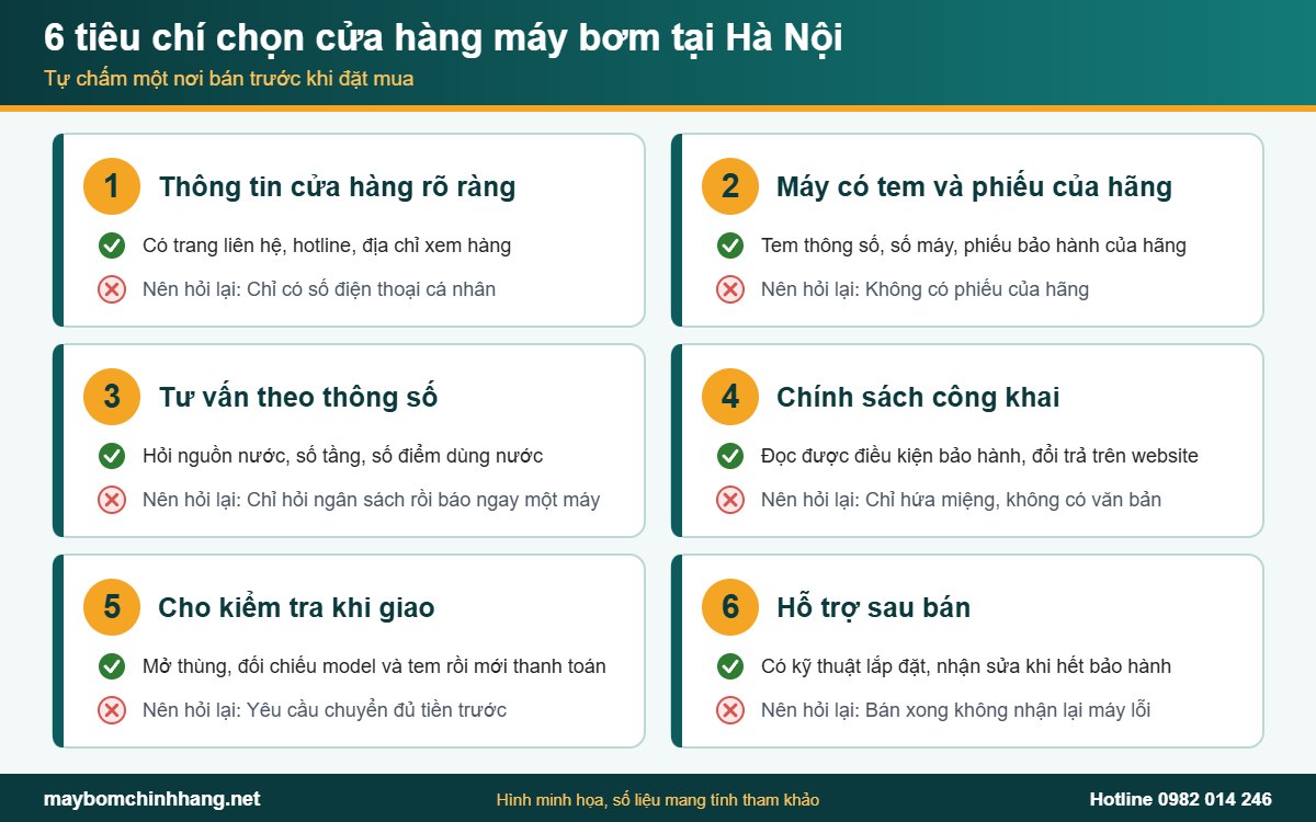 6 tiêu chí chọn cửa hàng khi tìm mua máy bơm nước ở đâu uy tín tại Hà Nội